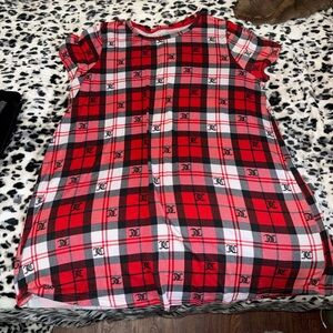Red Plaid Short Sleeve Dress